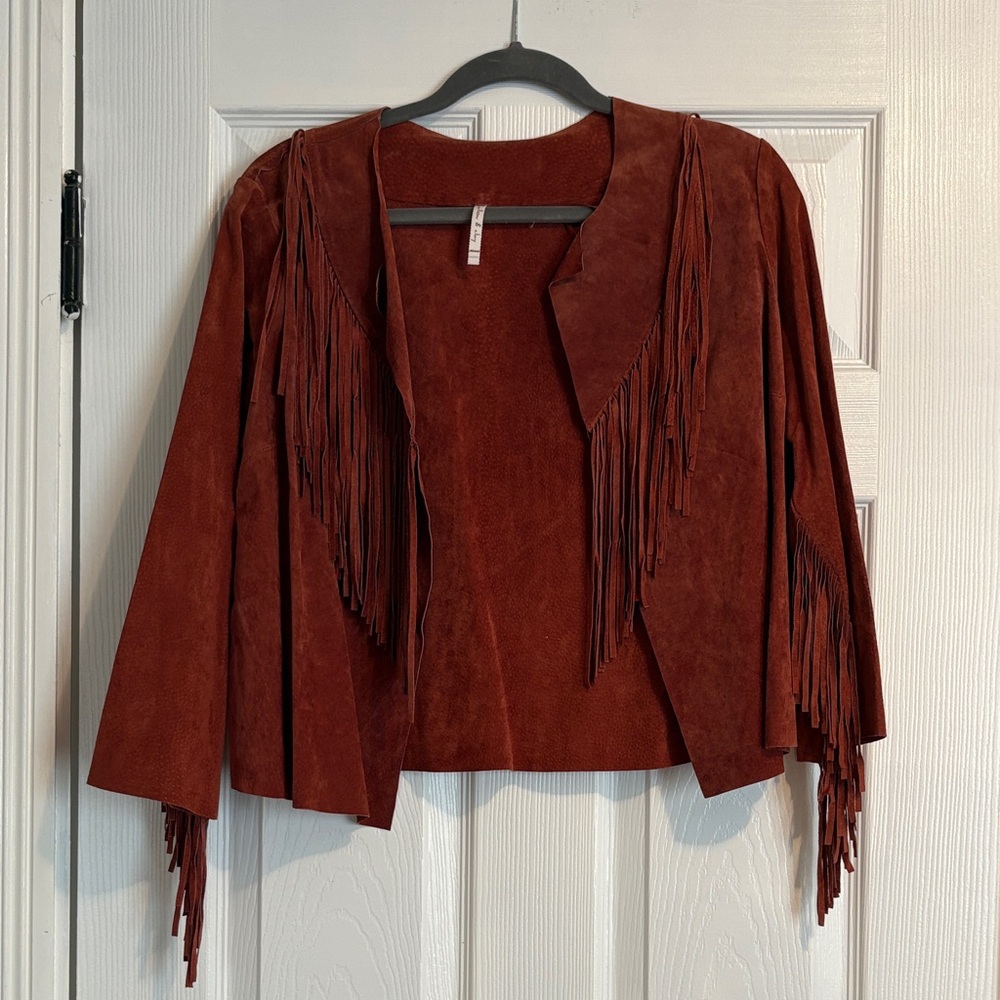 Willow & Clay Fringed Suede Jacket in Rust